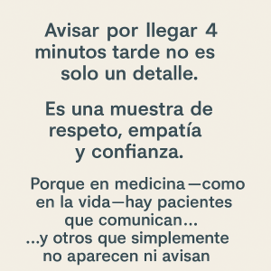 Una pareja educada avisa por llegar con 4 minutos de retraso. Diagnóstico de otitis externa y atención sin problema. No como otros… que no vienen, ni avisan.