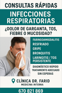 Consultas rápidas para faringoamigdalitis, resfriado, gripe y bronquitis